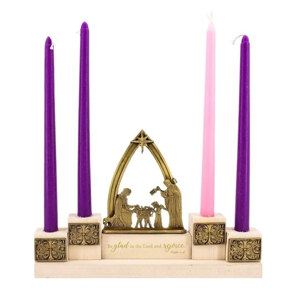 Abbey Press Holy Family Advent Candle Holder Nativity Christmas Decor AD147
